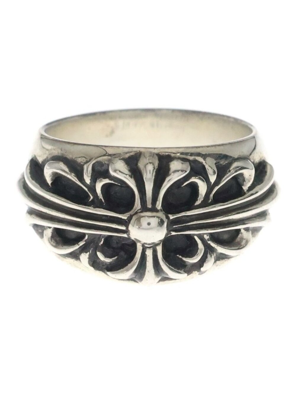 Chrome Hearts Flrl Floral Cross Ring Silver